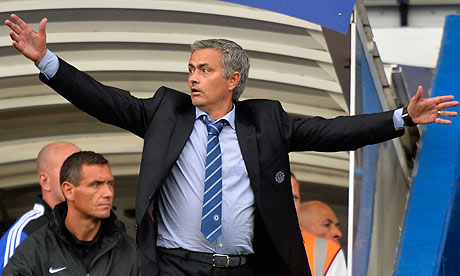 Jose Mourinho reacts during their English Premier League soccer match against Hull City in London